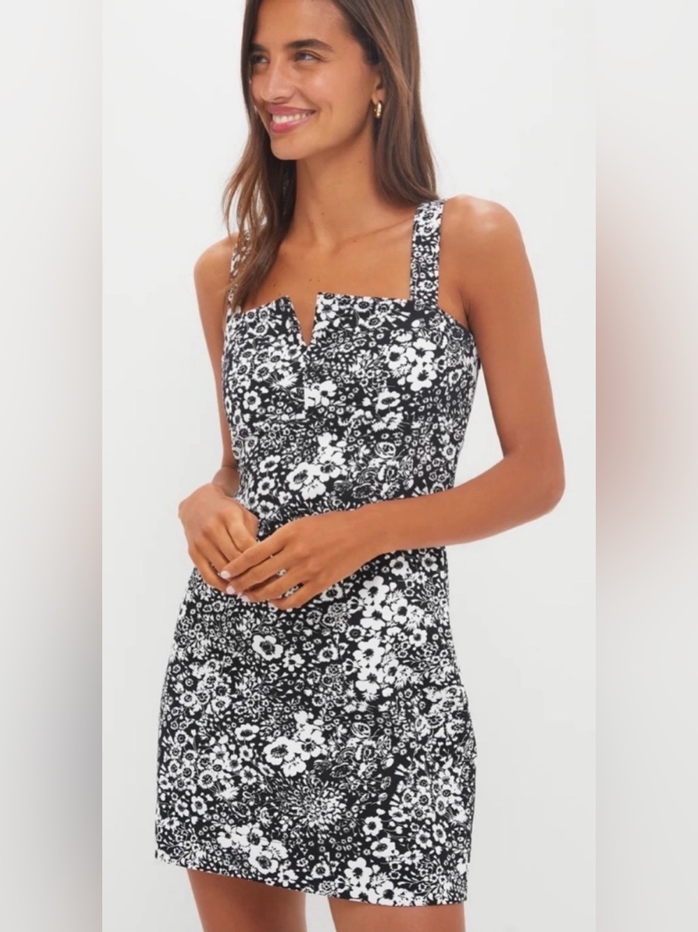 Tuckernuck Hyacinth House Gaia Floral Denim Mini Dress Large Black White Stretch